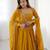 Dark-yellow georgette embroidered flared gown set