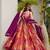 Orange art silk printed flared gown set