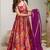 Orange art silk printed flared gown set