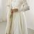 Light-off-white silk blend embroidered flared gown set