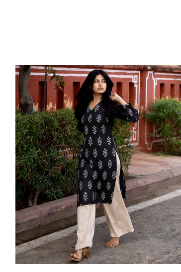 Rayon Printed Jaipuri Kurtas & Kurtis 1