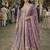 Purple silk blend embroidered flared gown set