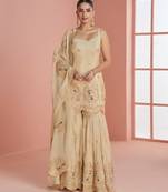 Light-ivory silk blend embroidered palazzo set