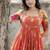 Orange cotton poly printed one piece