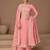 Pink silk blend embroidered kurta set