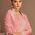 Pink silk blend embroidered kurta set