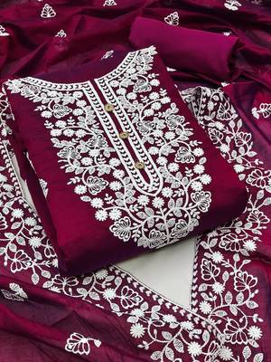 Maroon cotton embroidered salwar kameez 1