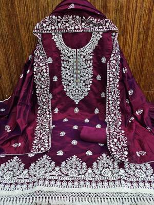 Maroon cotton embroidered salwar kameez 2