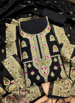 Dark-black banarasi embroidered farshi salwar set 1