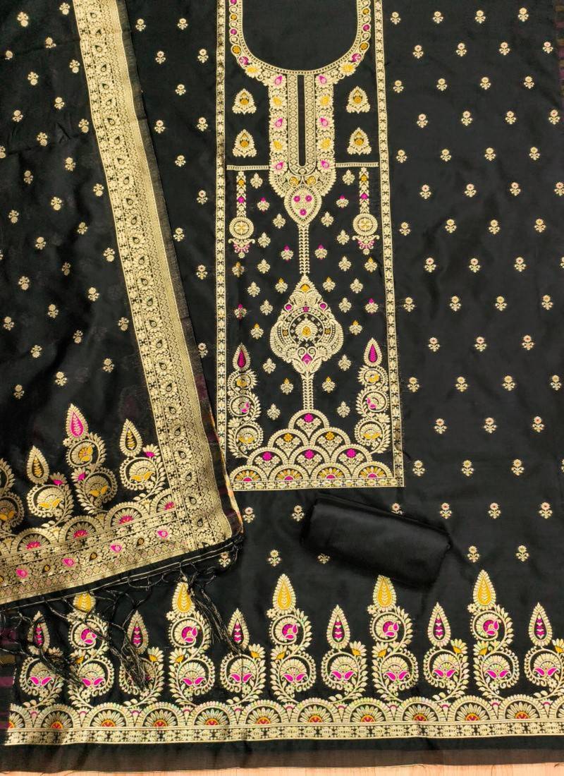 Dark-black banarasi embroidered farshi salwar set