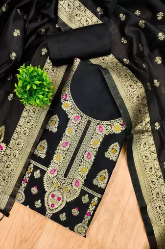 Dark-black banarasi embroidered farshi salwar set