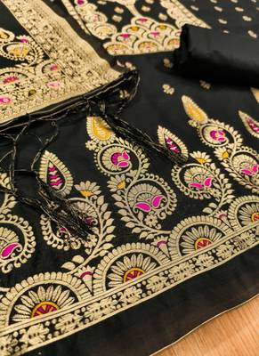 Dark-black banarasi embroidered farshi salwar set 4