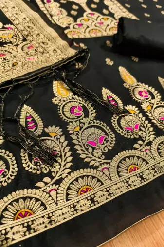 Dark-black banarasi embroidered farshi salwar set