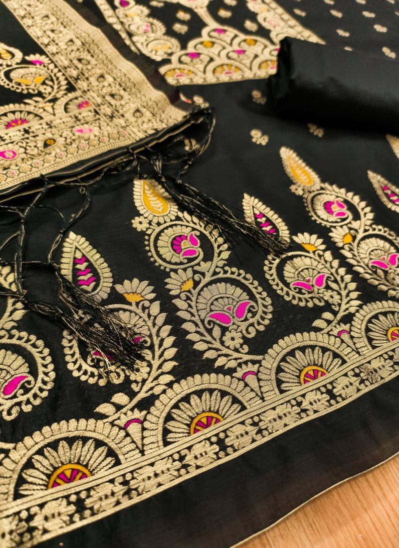 Dark-black banarasi embroidered farshi salwar set