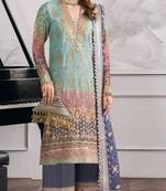 Light-blue faux georgette embroidered salwar kameez