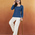 Women's rayon handprinted designer casual wear ethnic blue short kurti