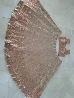 antique gold color Embellished Dual Sequins Heavy work  Net Lehenga Choli Set 5