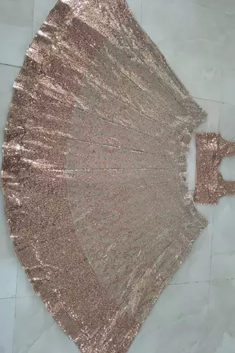 antique gold color Embellished Dual Sequins Heavy work  Net Lehenga Choli Set