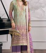 Light-green faux georgette embroidered salwar kameez