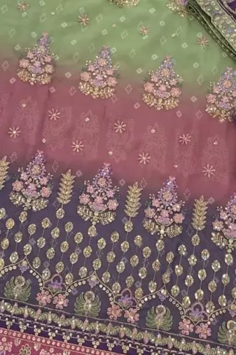 Light-green faux georgette embroidered salwar kameez