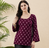 Rayon Handprinted Maroon Short Kurti 