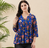 Rayon Floral Handprinted Blue Short Kurti