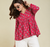 rayon floral handprinted RED short kurti