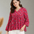 rayon floral handprinted RED short kurti