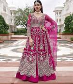 Rani net semi stitched anarkali suit with embroidery & stone work