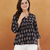 rayon floral handprinted black short kurti