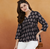 rayon floral handprinted black short kurti