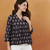 rayon floral handprinted black short kurti