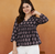 rayon floral handprinted black short kurti