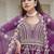 Purple net semi stitched anarkali suit with embroidery & stone work