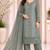 Olive chiffon semi stitched suit with embroidery & sequence work