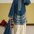 Navy silk blend semi stitched suit with embroidery work