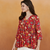 rayon floral handprinted red short kurti