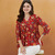 rayon floral handprinted red short kurti