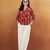 rayon floral handprinted red short kurti