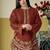 Red silk blend semi stitched suit with embroidery work