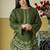 Green silk blend semi stitched suit with embroidery work