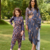 Blue Mother Daughter Fusion Saree Combo | Women's Pre-Stitched Lungi Saree & Girls Dhoti Saree Set