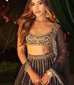 black color Embroidery Work Dori Heavy Sequins Work Crape Silk blend Lehenga Choli Set