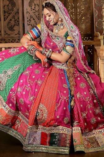 Multi Digital Print Fully Mirror Cotton Lahenga Choli Set