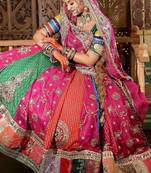 Multi Digital Print Fully Mirror Cotton Lahenga Choli Set