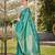 Women sea green silk blend banarasi jacquard woven saree with blouse