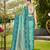 Women sea green silk blend banarasi jacquard woven saree with blouse