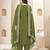 Chinon silk embroidery & sequins work anarkali kurta pant dupatta set for women 