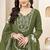 Chinon silk embroidery & sequins work anarkali kurta pant dupatta set for women 