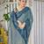 Women teal blue silk blend banarasi jacquard woven saree with blouse